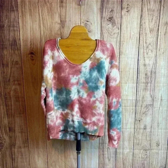 Lou & Grey Tie Dye Purled Knit Scoop Neck Sweater Size XS - Picture 3 of 8